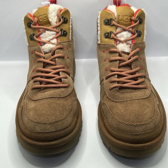 UGG Highland Hi Heritage Chestnut Fiery Red Suede Shearling Boots Womens Size 10 - Picture 12 of 16